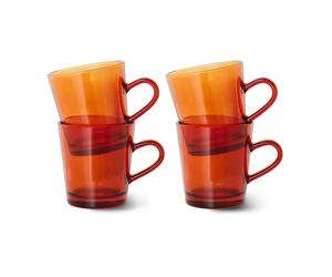HKliving Tasse à café 70's glassware 20 cl. lot de 4 Amber brown