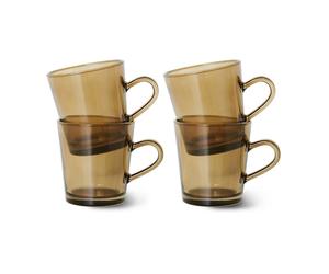 HKliving Tasse à café 70's glassware 20 cl. lot de 4 Mud brown
