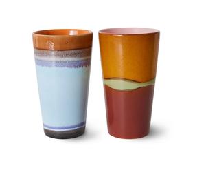 HKliving Tasse à latte 70's 28 cl 2 Pièces Clash