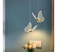 LED Lampe Suspension Papillons Décorent Lustre Chambre Enfant Fille, Luminaire Suspension Scandinave Acrylique Design Créatif Moderne Plafonnier pour Chambre Salon Restaurant,3000K-6500K (A2)