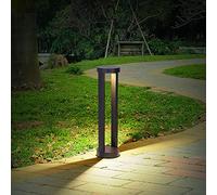 HKLY 15W LED Lampe De Jardin avec avec Détecteur De Mouvement, IP65 Etanche Borne Eclairage Exterieur 3000K Noir Alliage D'aluminium Pelouse Lumière Adaptées Aux Jardins, Patios, Allées, Pelouse