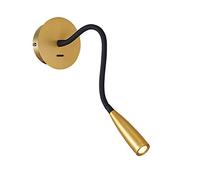 HKLY Applique Murale Chambre Avec Interrupteur, Lampe De Lecture Flexible LED 3W Lampe De Chevet Réglable Lampe Murale Laiton Brossé Pour Salon Couloir Escalier Hôtel Salle De Bain, Blanc Chaud