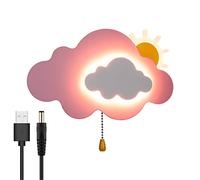 HKLY Applique Murale Nuage Interieur Chambre Enfant avec Interrupteur, Lampe USB Rechargeable de Chevet Sans fil Metal 5000 mAh Batterie Veilleuse,3000L-6000K (Pink)
