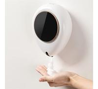 HKLY Distributeur de Savon Automatique Mural sans Percage, Distributeur de Désinfectant et de Savon Blanc 300 ML Distributeur de Savon à Capteur sans Contact à Piles pour Cuisine Salle de Bain Hôtel