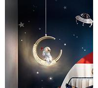 HKLY Lampes Suspension LED pour Chambre d'Enfant, Astronaute Lune Plafonniers Moderne Intérieur Éclairage Suspendu Garçon Fille Chambre Luminaires Suspendus Décorative, Ø20cm 10W 4000K, Clair