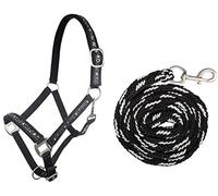 Licol pour cheval avec longe et mousqueton HKM Noir Shetty