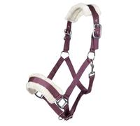 HKM 11796 Licol d'évêque rembourré en peluche, licol pour cheval Bordeaux