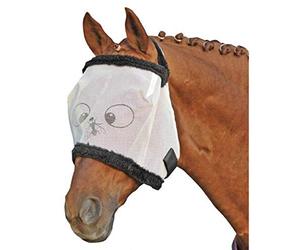 HKM 40741200 Masque Anti-Mouches avec Bordure en Peluche Funny Blanc Taille M