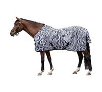 HKM Couverture anti-mouches pour cheval Zebra – sangle croisée – Blanc 115 cm