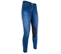 HKM Alos Pantalon d'équitation d’été pour Femme, Denim, Renforts aux Genoux Taille Unique