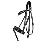 HKM Bridon d'équitation Lydia, Noir/Or, Pur-Sang