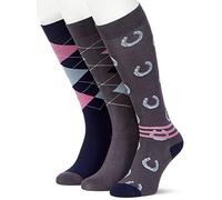 HKM Cardiff Chaussette d'équitation, Grau/Blau, M Taille Normale Femme