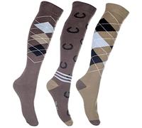 HKM Cardiff Chaussette d'équitation, Marron/beige, L Taille Normale Femme