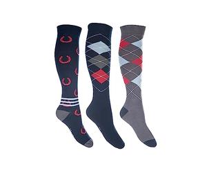 HKM Cardiff Chaussettes mi-Hautes, Marron/Beige, 35-38 Femme