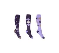HKM Cardiff Chaussettes mi-Hautes, Violet/Lilas, 30-34 Femme