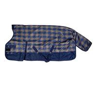 HKM Charlotte Couverture highneck 1200D check, doubl. Bleu Foncé/Marron Carreaux 125 cm