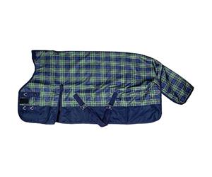 HKM Cleveland Check Couverture highneck 600D, polair Navy/Vert/À Carreaux 155 cm