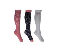 HKM Colorado Chaussettes mi-Hautes, Noir/Rouge, 39-42 Femme