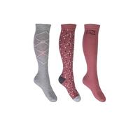 HKM Colorado Chaussettes mi-Hautes, Rouge/Gris, 39-42 Femme