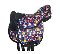 HKM Colourful Selle pour Shetland set Coeur/Bleu Marine 12 cm