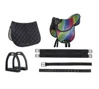 HKM Colourful Selle pour Shetland set Coeur/Noir 12 cm
