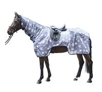 HKM Couverture Anti-Mouches pour Cheval Motif étoiles Gris/Blanc 125