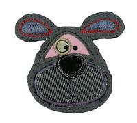 HKM Écusson thermocollant en Forme de Chien - 79 mm de Long x 79 mm de Large - Gris/Rose/Noir