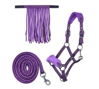 HKM Ensemble licol pour cheval avec tricot et franges mouches rembourré doux (Pony)