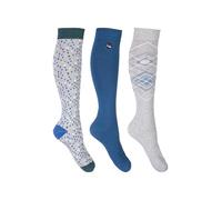 HKM Floride Chaussettes mi-Hautes, Gris/Bleu foncé, 39-42 Femme