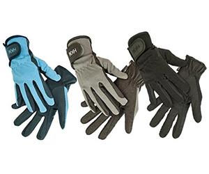 HKM Gants d'équitation-Special Gants de en Simili Cuir Haute qualité Taille Unique Noir/Gris