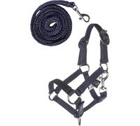 HKM Licol et longe Hobby Horsing Basic - Licol basique tricot Bleu foncé Taille unique