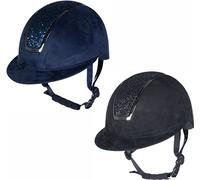 HKM Lady Shield Sparkle Velours Casque d'équitation Mixte, Bleu foncé, L