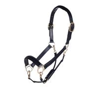 HKM Licol en cuir doré 9100 Poney noir