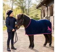 HKM Mini couverture anti-boulochage pour petits chevaux et poneys, taille 65-115 cm, respirante, anti-boulochage (bleu foncé, 65)