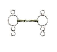 HKM Mors Pessoa en maillechort, 16 mm Anneaux INOX Multicolore 65 mm/125 mm Large