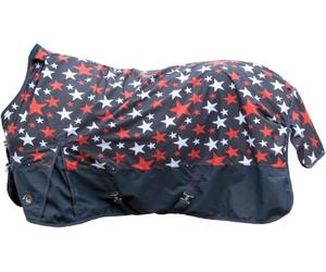 HKM Norwich Couverture highneck 600D doublée polaire Bleu Avec Motif Étoiles 165
