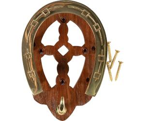 HKM Porte brides fer à cheval en bois et laiton Laiton One Size