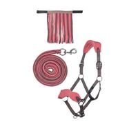 Licol pour cheval avec mousqueton et frange anti-mouches HKM Rose Cheval