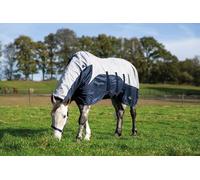 Couverture anti-mouches pour cheval avec couvre-cou et rabat ventral HKM Rain Bleu 125 cm