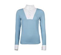 HKM Virginia Manches Longues Polo de Concours, Bleu Glacier, S Femme
