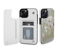 HKMNLEW Bell Orchid Print Flip Phone Wallet Case for iPhone 12 Pro Max, PU Leather Magnetic Shockproof Phone Case Cover with Card Holder