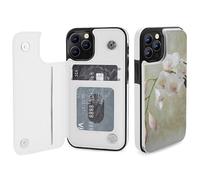 HKMNLEW Bell Orchid Print Flip Phone Wallet Case for iPhone 12 Pro, PU Leather Magnetic Shockproof Phone Case Cover with Card Holder