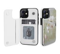 HKMNLEW Bell Orchid Print Flip Phone Wallet Case for iPhone 12, PU Leather Magnetic Shockproof Phone Case Cover with Card Holder