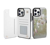 HKMNLEW Bell Orchid Print Flip Phone Wallet Case for iPhone 13 Pro Max, PU Leather Magnetic Shockproof Phone Case Cover with Card Holder