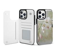 HKMNLEW Bell Orchid Print Flip Phone Wallet Case for iPhone 14 Pro Max, PU Leather Magnetic Shockproof Phone Case Cover with Card Holder