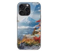 HKMNLEW Coque de téléphone en verre pour iPhone 15 Pro Max, impression paysage Fuji japonais, coque de protection antichoc en TPU pour homme et femme