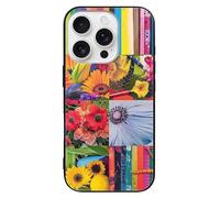 HKMNLEW Coque de téléphone en verre pour iPhone 16 Pro, collages colorés, coque de protection antichoc en TPU pour homme et femme