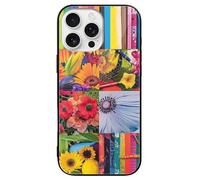 HKMNLEW Coque de téléphone en verre pour iPhone 16 Pro Max, collages colorés en TPU résistant aux chocs, coque de protection pour homme et femme