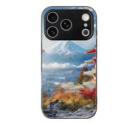 HKMNLEW Coque de téléphone en verre trempé pour iPhone 17 Pro, motif paysage Fuji japonais, coque de protection antichoc en TPU pour homme et femme