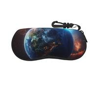 HKMNLEW Étui à lunettes de soleil portable avec mousqueton pour homme et femme Bleu sarcelle, Planète spatiale Terre, taille unique